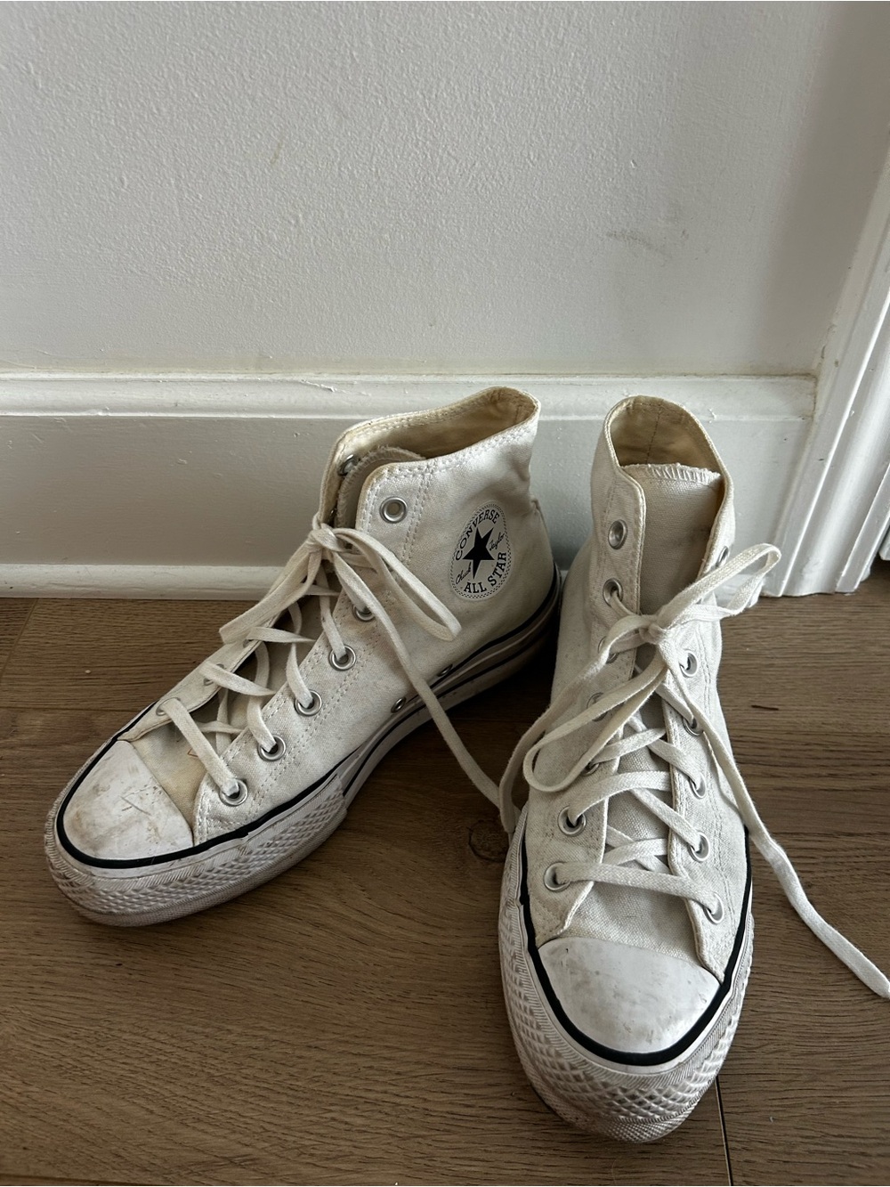 Converse White High Top Platform Sneakers
